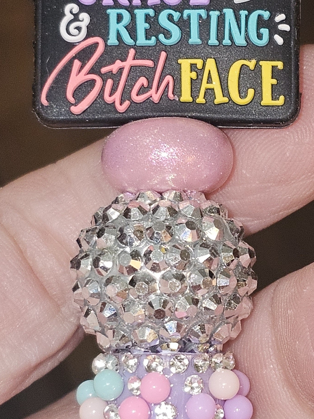 Handcrafted Pastel Rhinestone Beaded Pen - Picture 2 of 4